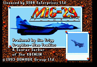 Mig-29 Fighter Pilot (Europe) Title Screen
